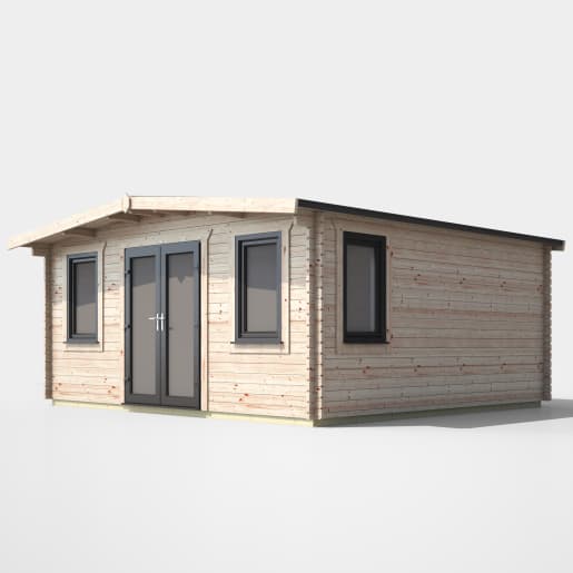 Power Sheds 16 x 16 Power Chalet Log Cabin Doors Central 44mm