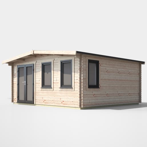 Power Sheds 16 x 16 Power Chalet Log Cabin Doors to the Left 44mm