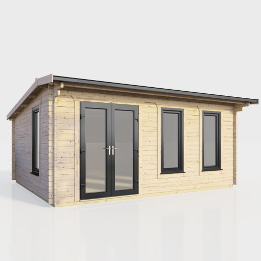 Power Sheds 18 x 12 Power Apex Log Cabin Doors to the Left 44mm