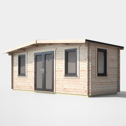 Power Sheds 8 x 18 Power Chalet Log Cabin Doors Central 44mm