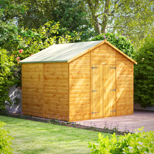 Power Sheds 8 x 10 Power Apex Windowless Double Door Garden Shed