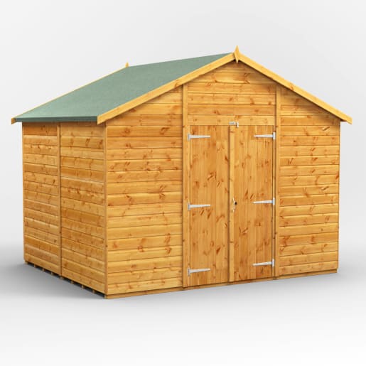 Power Sheds 8 x 10 Power Apex Windowless Double Door Garden Shed