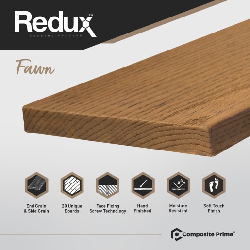 REDUX Fawn Solid Decking Board 3.6m