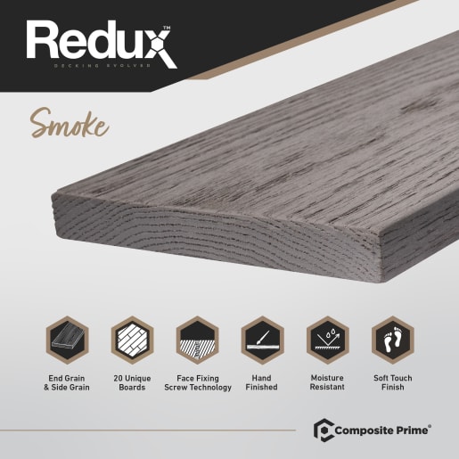 REDUX Smoke Solid Decking Board 3.6m