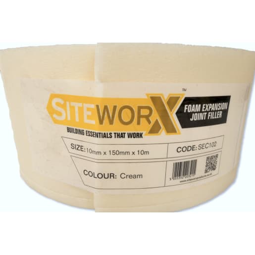 SITEWORX Foam Expansion Joint Strip 10m x 150 x 10mm Cream