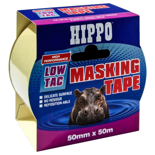 HIPPO Low Tac Masking Tape 50m x 50mm Beige