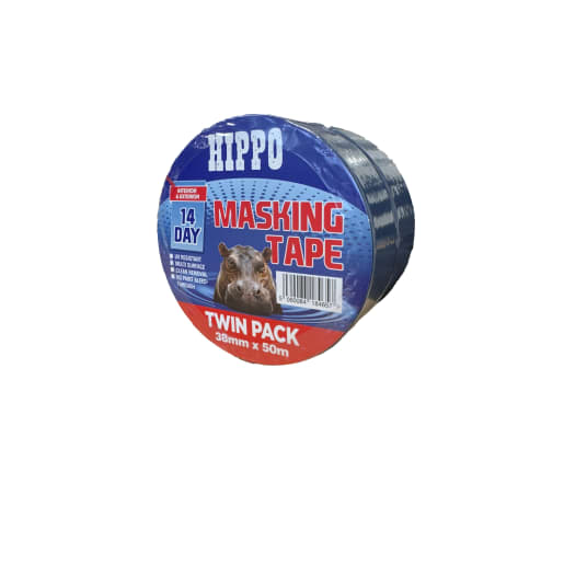 Hippo Twin Pack 2 x 14 Day Masking Tape 38mm x 50m Blue