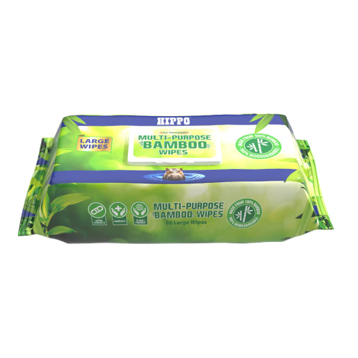 Hippo Multi-Purpose Large Bamboo Trade Wipes Pack of 80