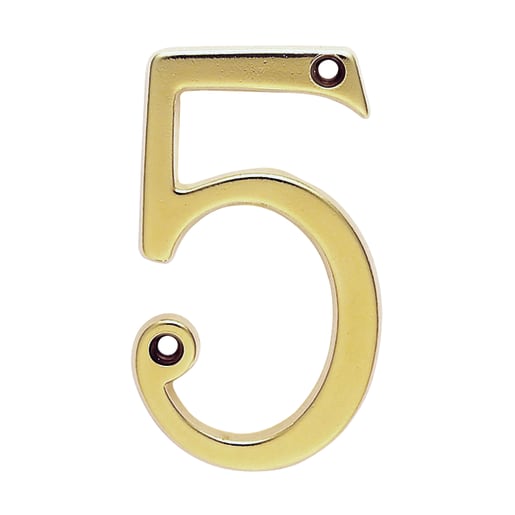 Carlisle Brass Numeral '5' Face Fix Number 76mm Polished Brass