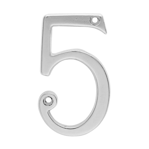 Carlisle Brass Numeral '5' Face Fix Number 76mm Satin Chrome