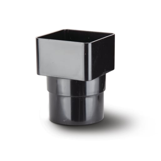 Polypipe Rainwater Drainage Square To Round Downpipe Adaptor Black