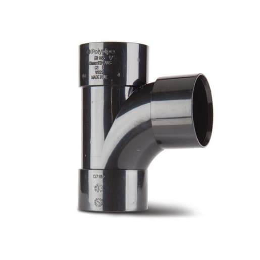 Polypipe 92.5° Swept Tee 40mm Black WS22B