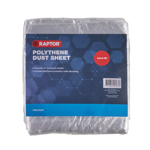 Raptor Polythene Dust Sheet 3.6 x 2.7m Pack of 2