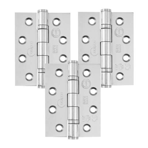 Raptor Grade 13 Stainless Steel Ball Bearing Hinge 102x76mm Polished Stainless Steel Pack of 3