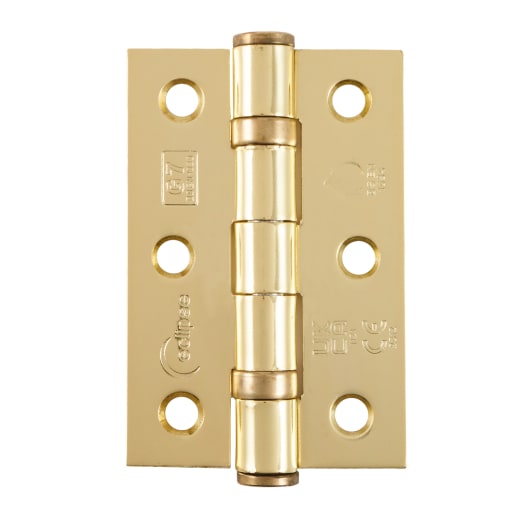 Raptor Grade 7 Ball Bearing Hinge 76x51mm Polished Brass Pack of 2