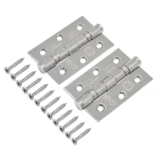 Raptor Grade 7 Stainless Steel Ball Bearing Hinge 76x51mm<BR>Polished Stainless Steel<BR>Pack of 2