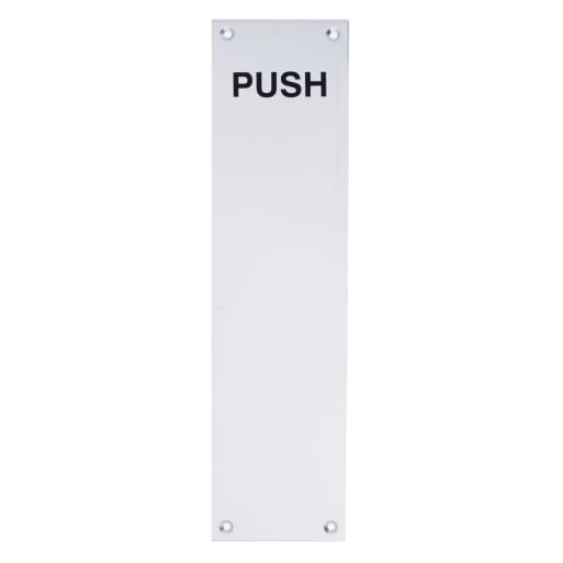 Raptor Aluminium Finger Plate 'PUSH' 305x75mm Satin Anodised Aluminium