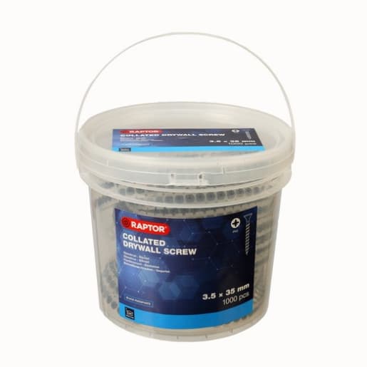 Raptor Collated Drywall Screws Black Phosphate Coarse Thread 3.5 x 35mm - Tub of 1000