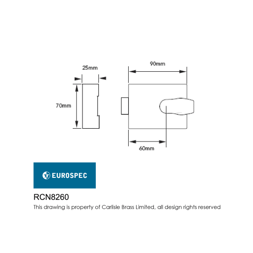 Eurospec Contract Rim Cylinder Nightlatch 60mm Backset Satin Chrome