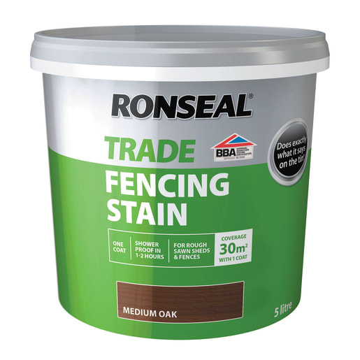 Ronseal Trade Fencing Stain Medium Oak 5 Litre