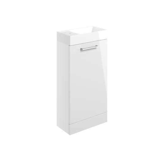 Radiance 410mm Floor Standing 1 Door Basin Unit & 1TH Basin White Gloss