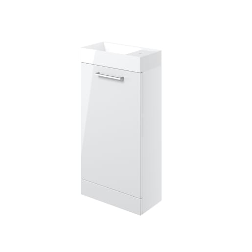 Radiance 410mm Floor Standing 1 Door Basin Unit & 1TH Basin White Gloss