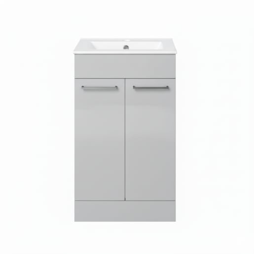 Radiance 510mm Floor Standing 2 Door Basin Unit & 1TH Thin Edge Basin Grey Gloss
