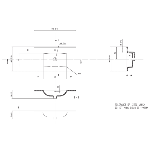 Radiance 610mm Floor Standing 2 Door Basin Unit & 1TH Thin Edge Basin White Gloss
