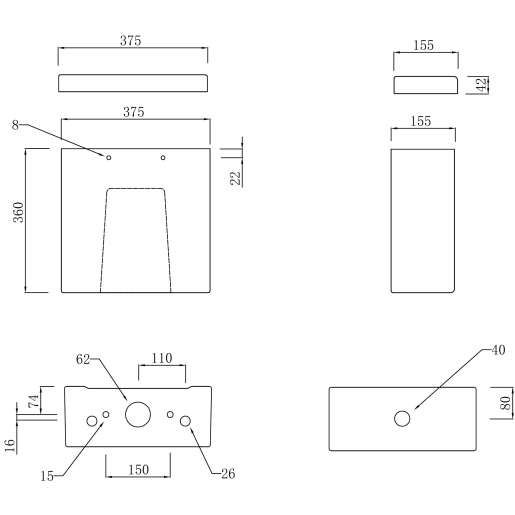 Amalie Rimless Close Coupled Open Back Comfort Height WC & Soft Close Seat