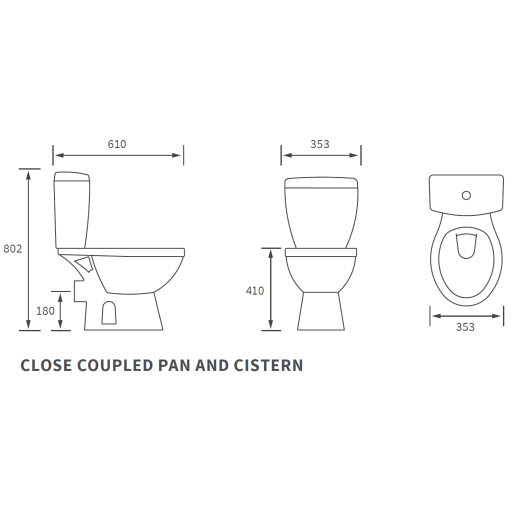 Solstice Close Coupled Open Back WC & Soft Close Seat