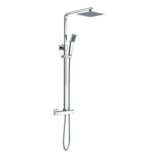 Square Thermostatic Bar Mixer with Riser Kit Chrome