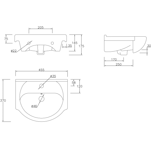 Maeve 450mm Basin Unit & Basin White Gloss