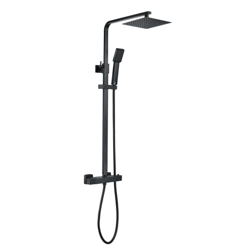 Square Thermostatic Bar Mixer with Riser Kit Matt Black