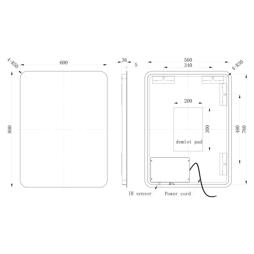 Svallbard 600 x 800mm Rectangle Back-Lit LED Mirror