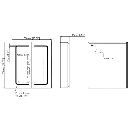 Fulla 600mm 2 Door Front-Lit LED Mirror Cabinet