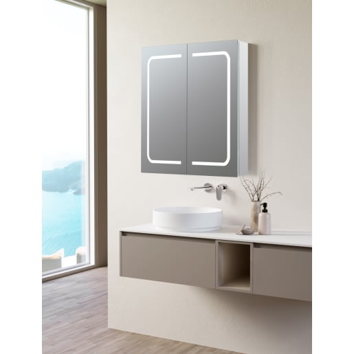 Fulla 600mm 2 Door Front-Lit LED Mirror Cabinet