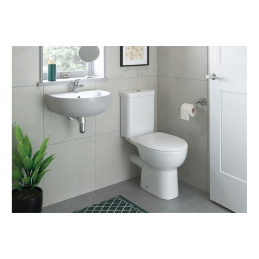 Solstice 450 x 400mm 1TH Cloakroom Basin & Black Bottle Trap