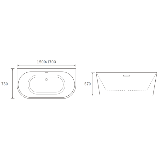 Linton Freestanding Bath 1700 x 750 x 570mm
