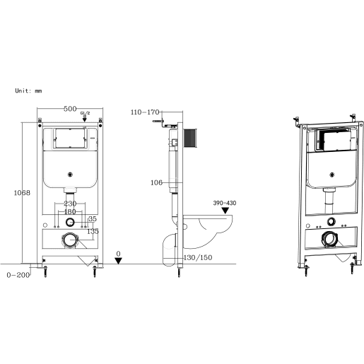 Wall Hung WC Frame (inc. Cistern)