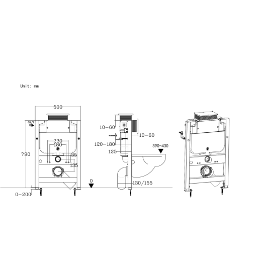 Low Height WC Frame (inc. Cistern)