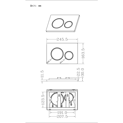 Round Push Button Flushplate Chrome