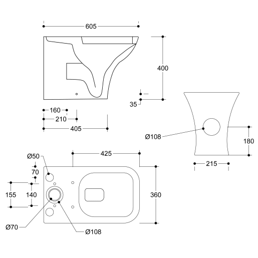 Mist Short Projection Close Coupled Fully Shrouded WC & Wrapover Soft Close Seat