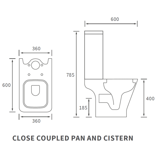 Mist Rimless Short Projection Close Coupled Open Back WC & Wrapover Soft Close Seat