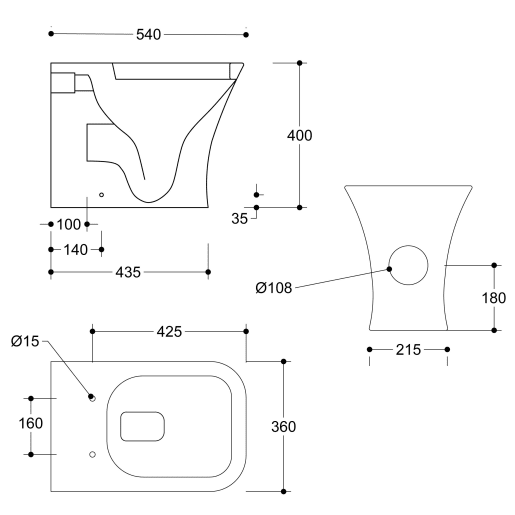 Mist Rimless Back To Wall WC & Wrapover Soft Close Seat
