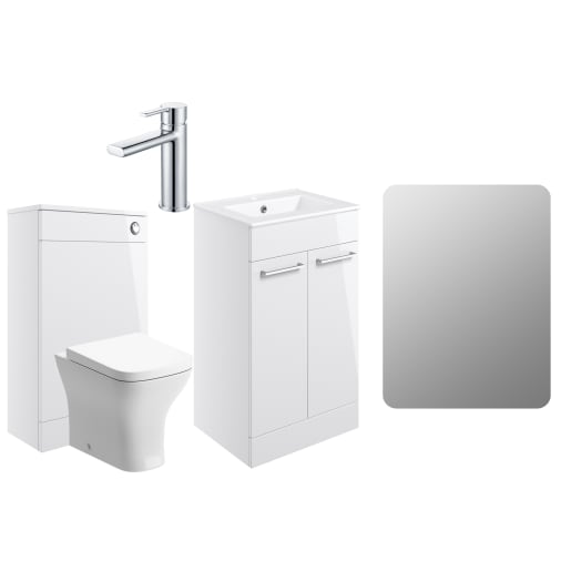 Radiance 510mm Floor Standing Furniture Pack White Gloss With Chrome Finishes