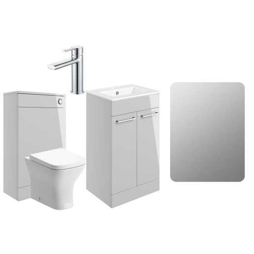 Radiance 510mm Floor Standing Furniture Pack Grey Gloss With Chrome Finishes