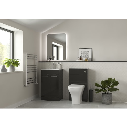 Radiance 510mm Floor Standing Furniture Pack Grey Gloss With Chrome Finishes