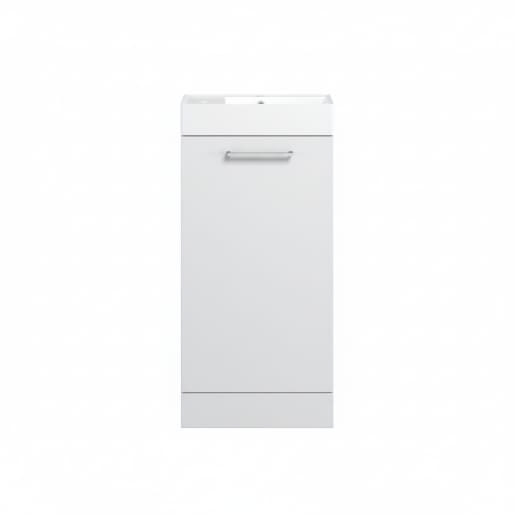 Radiance 410mm Floor Standing Basin Unit & Closed Coupling Toilet Pack White Gloss