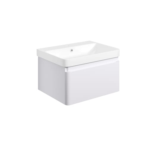 Astrid 605mm Wall Hung 1 Drawer Basin Unit & Basin Matt White