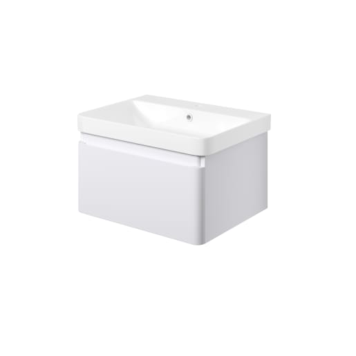 Astrid 605mm Wall Hung 1 Drawer Basin Unit & Basin Matt White